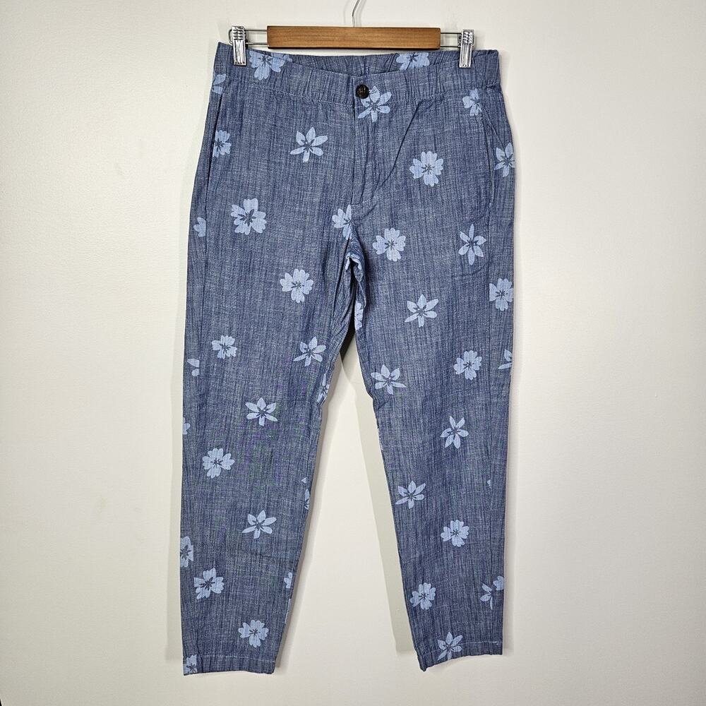 Bonobos Mens Pants Size Small Blue Floral Cotton Casual